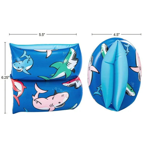 Shark Inflatable Printed Kids Armbands for Swimming & Floating, Ages 3 to 6, Unisex