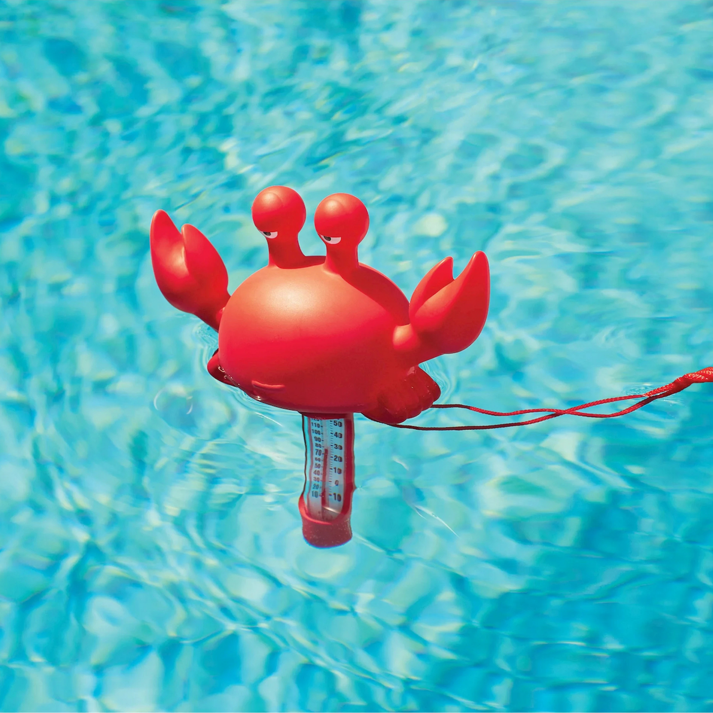 Floating Red Crab Thermometer with Cord and Read Display for Pools and Spa Use,9.7inch