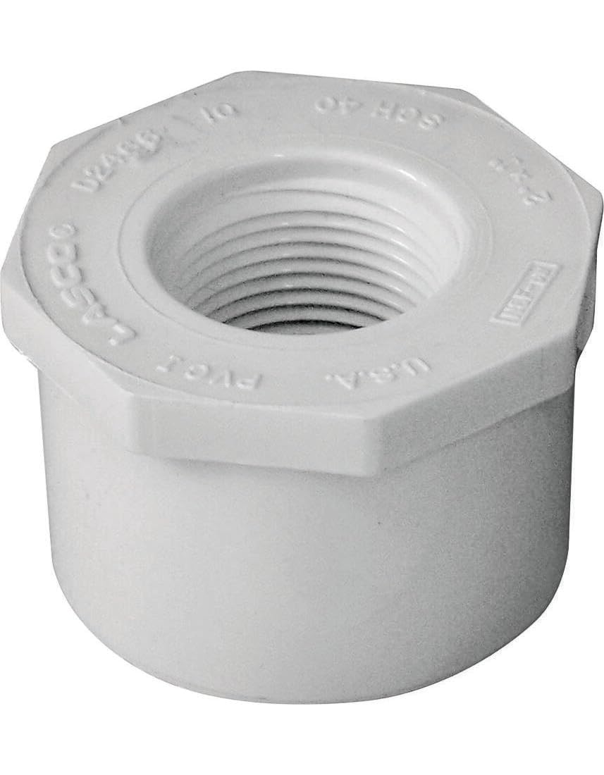 2" x 1" PVC Reducing Bushing – Spigot x FNPT, SCH 40, White
