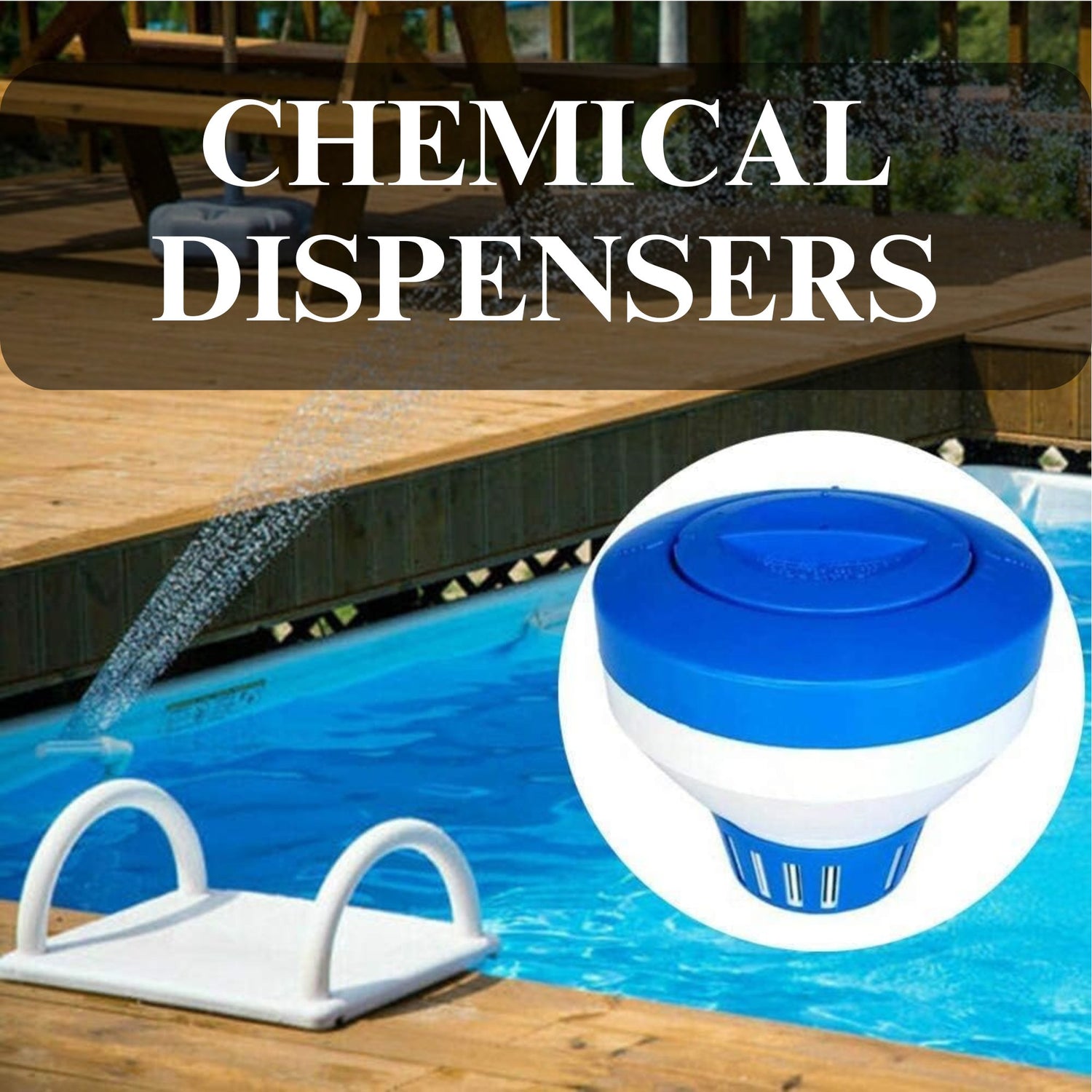 pool floating chlorinator by a pool 