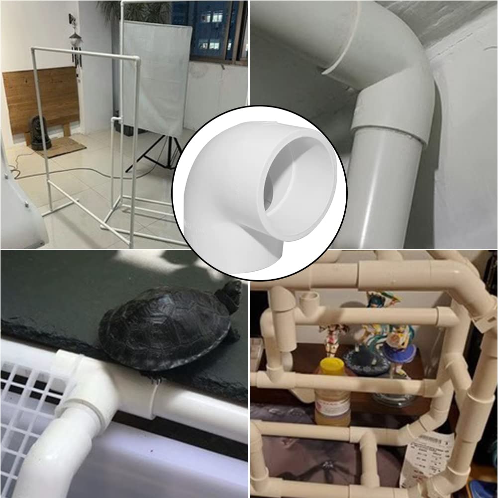 90 Degree Elbow PVC Pipe Fitting Adapter Coupling Connector Schedule 40 Slip (Socket x Socket) White Color