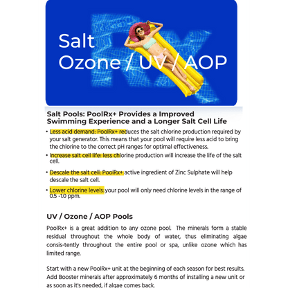 Pool Rx+ Blue/White 6-Month Swimming Pool Mineral Algicide, 1 Tablet Treats 7.5k-20k Gallons