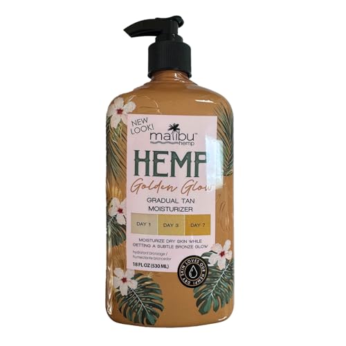 Malibu Hemp Golden Glow Gradual Tan Moisturizer, 18 fl oz