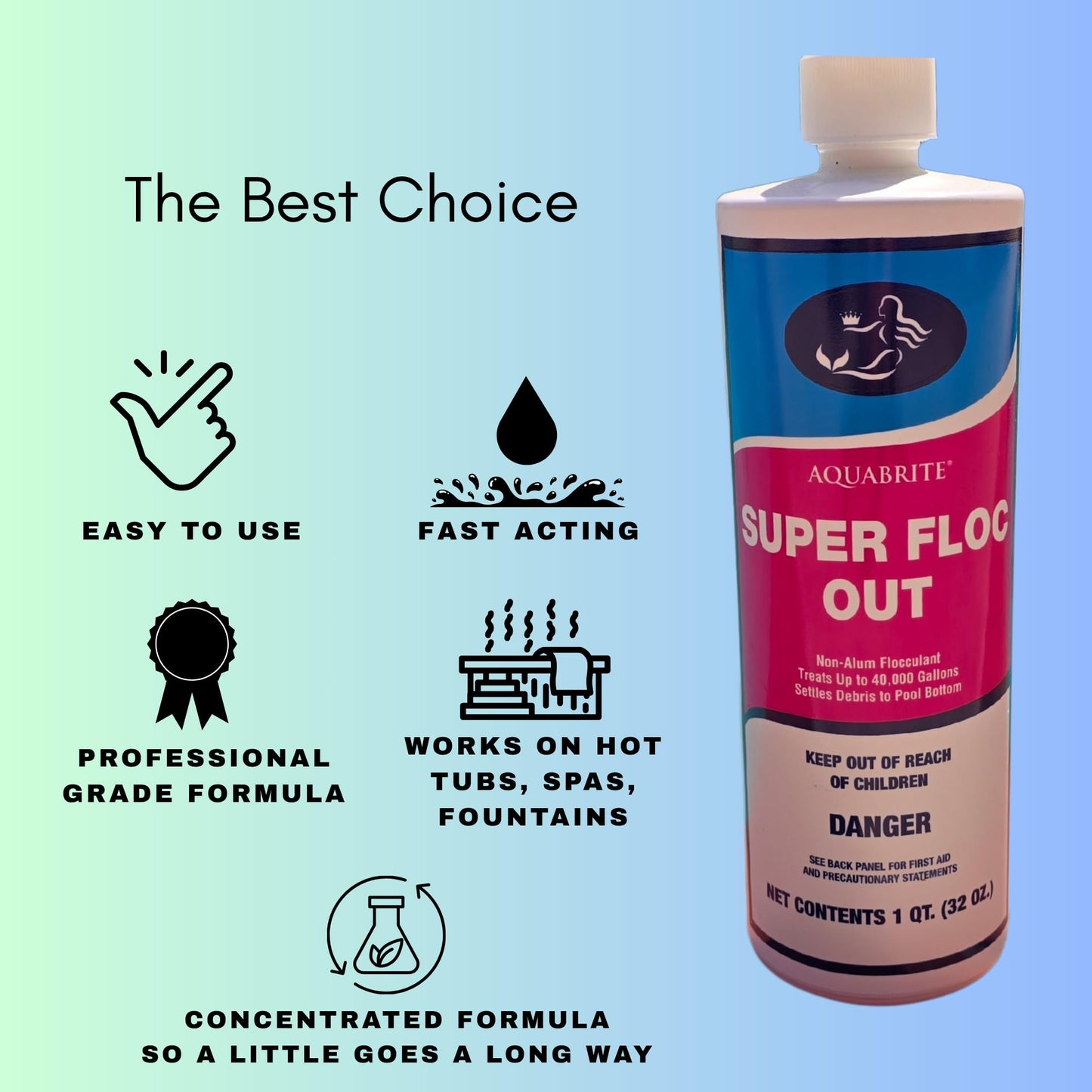 AquaBrite Super Floc Pool Clarifier, 32 fl oz Bottle