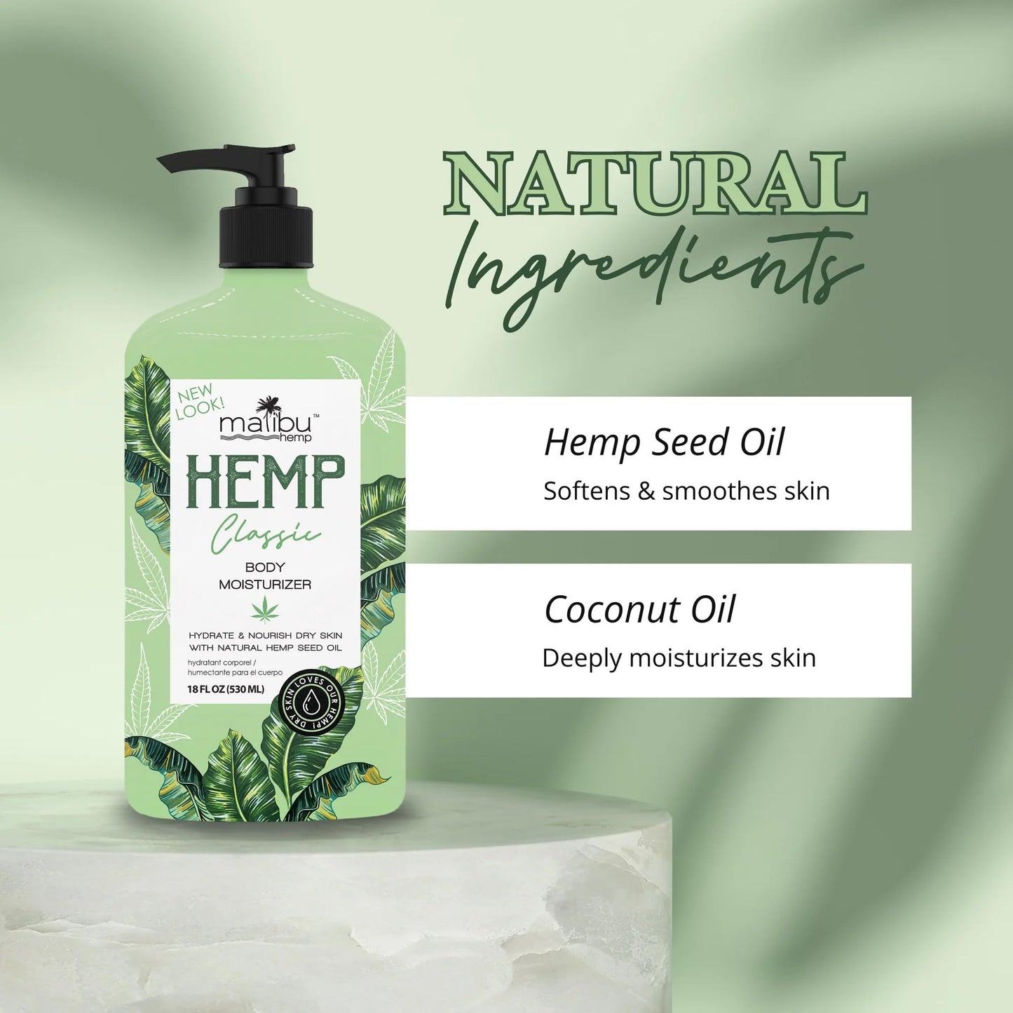 Malibu Hemp Classic Body Moisturizer, 18 FL OZ