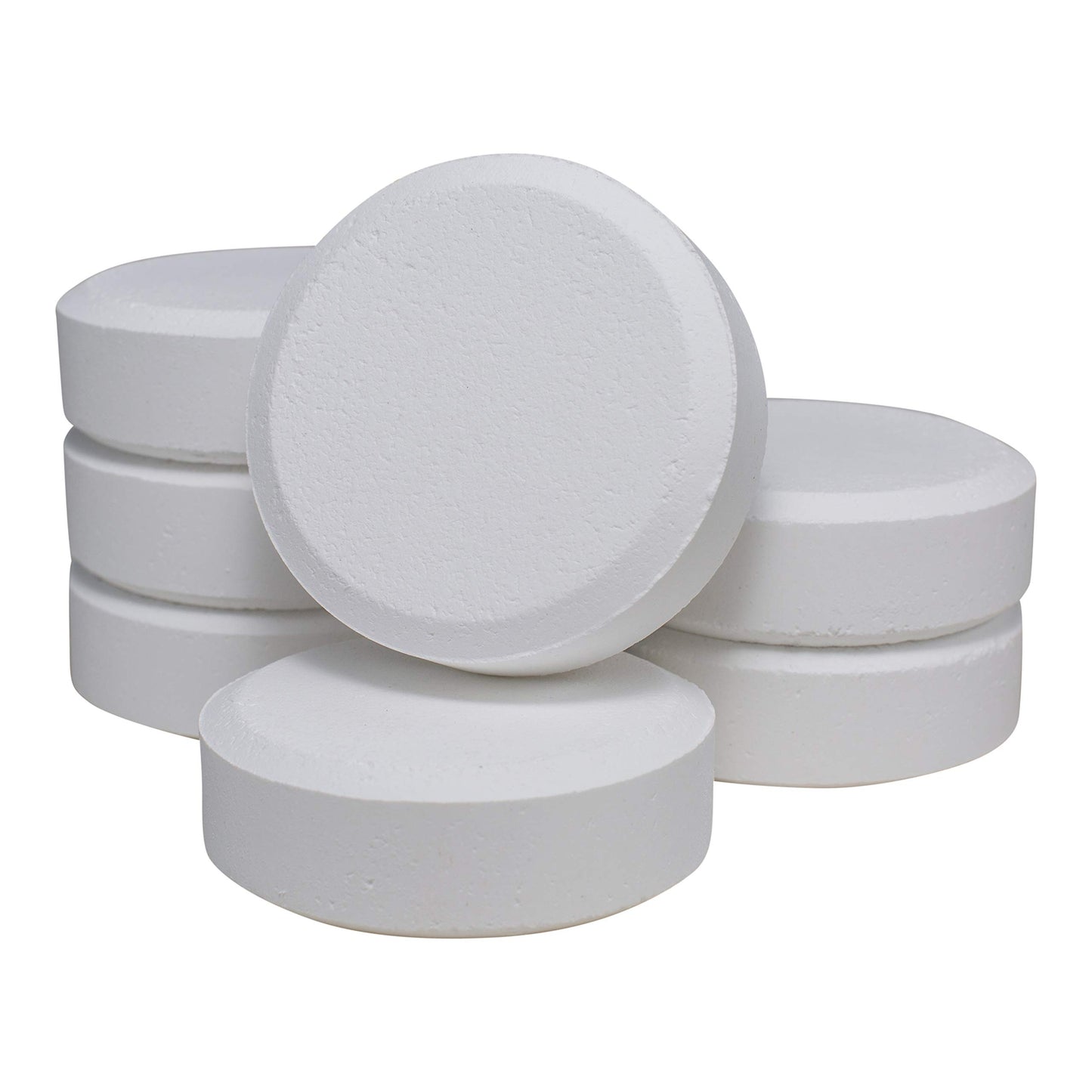stack of white chlorine tabs 