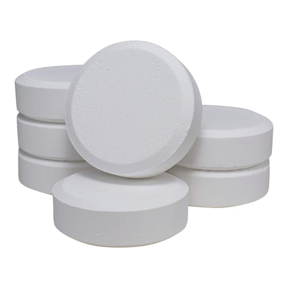 stack of white chlorine tabs 