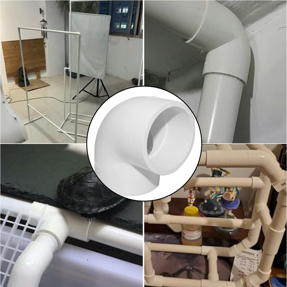 90 Degree Elbow PVC Pipe Fitting Adapter Coupling Connector Schedule 40 Slip (Socket x Socket) White Color