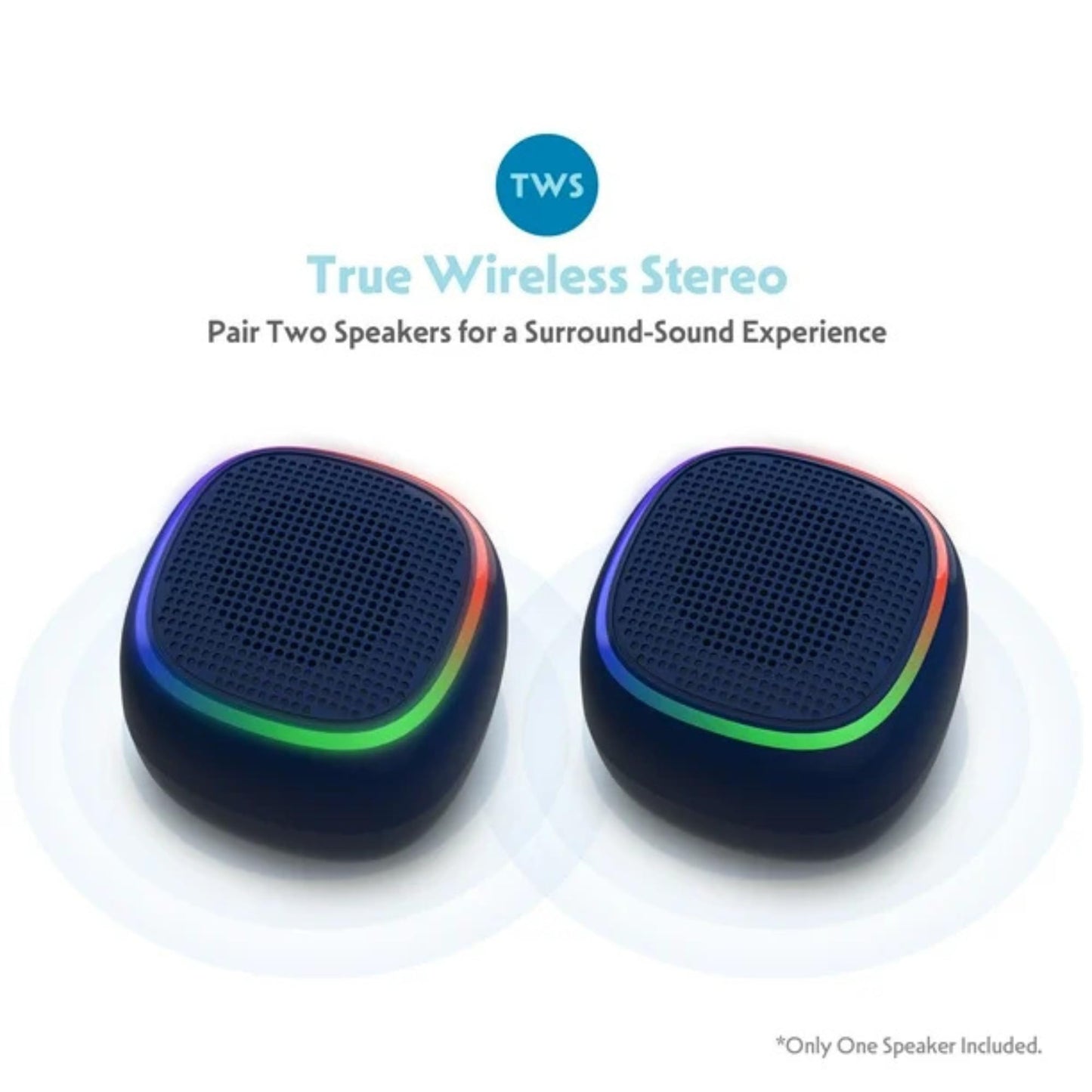 Mini Portable Bluetooth Speaker – IPX7 Waterproof, Black with LED Lights