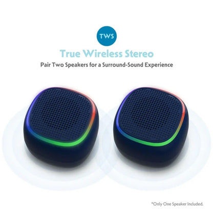 Mini Portable Bluetooth Speaker – IPX7 Waterproof, Black with LED Lights