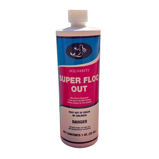 Aquabrite Super Floc Out bottle on a white background
