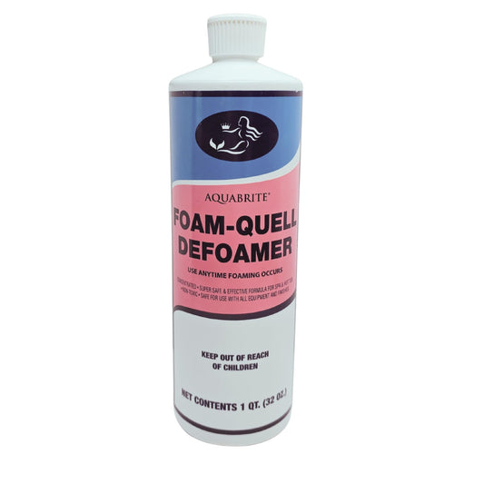 Bottle of Foam-Quell Defoamer with Aquabrite branding on a white background