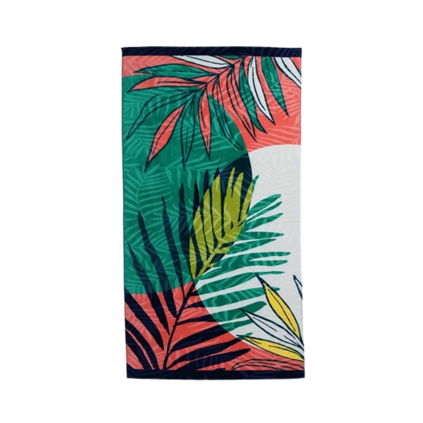 Oversized Printed Palm Leaf 100% Cotton Velour Beach Towel, 38” x 72"