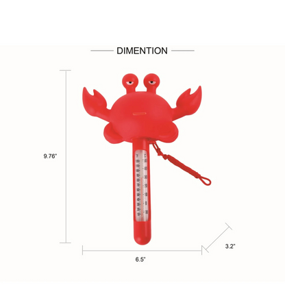 Floating Red Crab Thermometer with Cord and Read Display for Pools and Spa Use，9.7inch