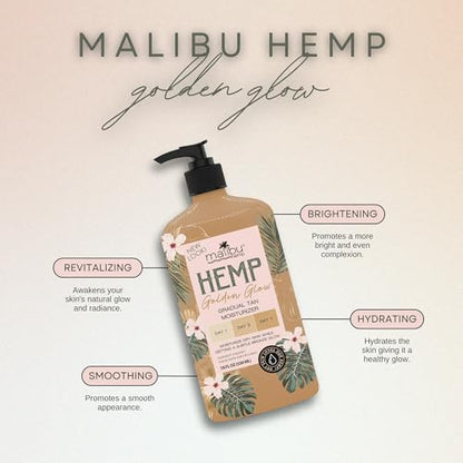 Malibu Hemp Golden Glow Gradual Tan Moisturizer, 18 fl oz