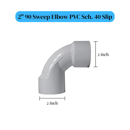 2-Inch PVC Sweep Elbow – Schedule 40 90° Slip Fitting for Pool and Spas