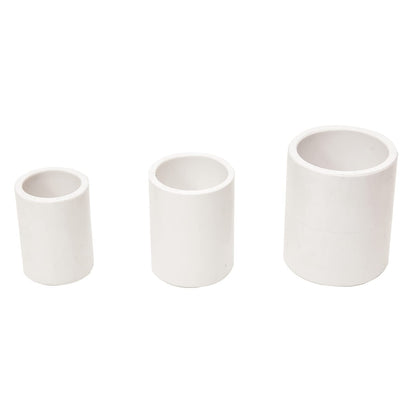 White PVC Pipe Coupling Adapter Slip (Socket x Socket) Schedule 40 (2 Pack)