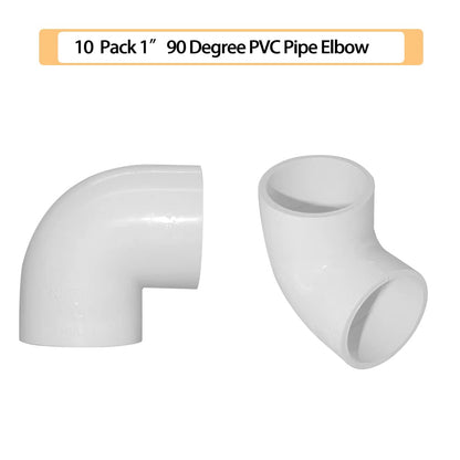 90 Degree Elbow PVC Pipe Fitting Adapter Coupling Connector Schedule 40 Slip (Socket x Socket) White Color