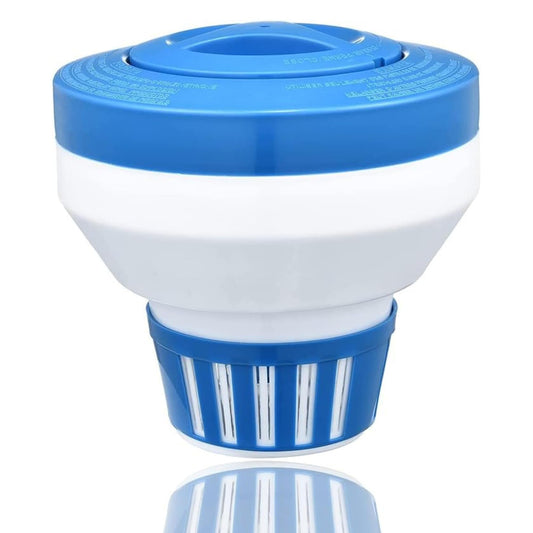 Blue and white cleaning tool on a white background pool floater