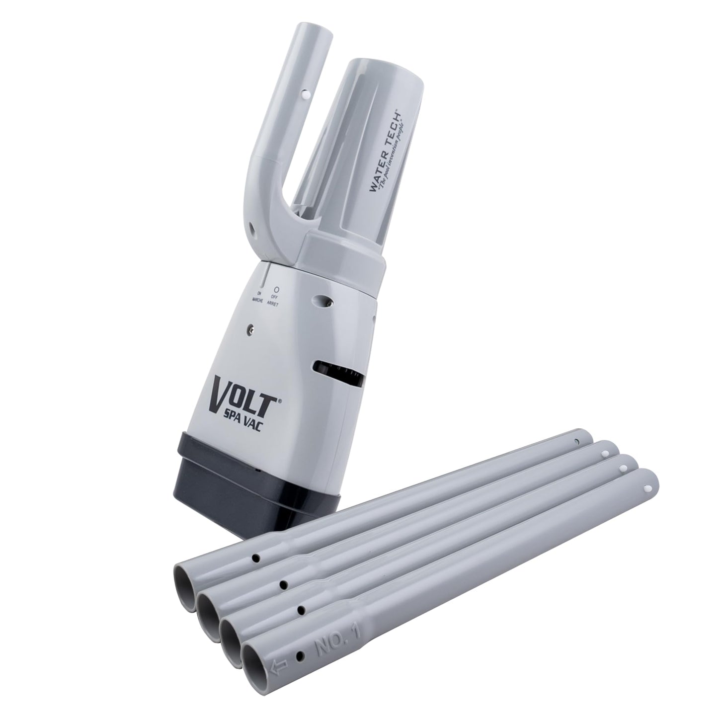Gray VOLT spa vac with additional tubes on a white background