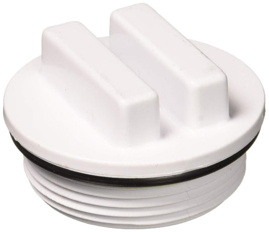 White plastic fitting with a black gasket on a white background